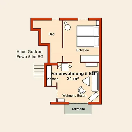 アパート Stranddistel, Haus Gudrun Whg 5 *